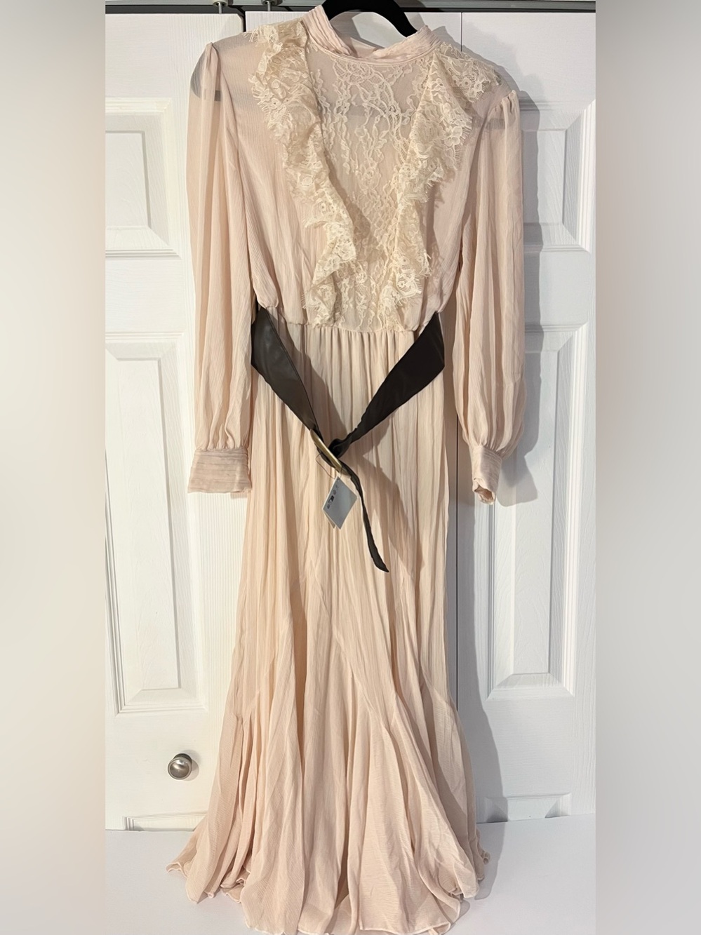 ZARA Cream Pleated Ruffled Boho Maxi Dress with Long Puff Sleeves - Picture 15 of 16